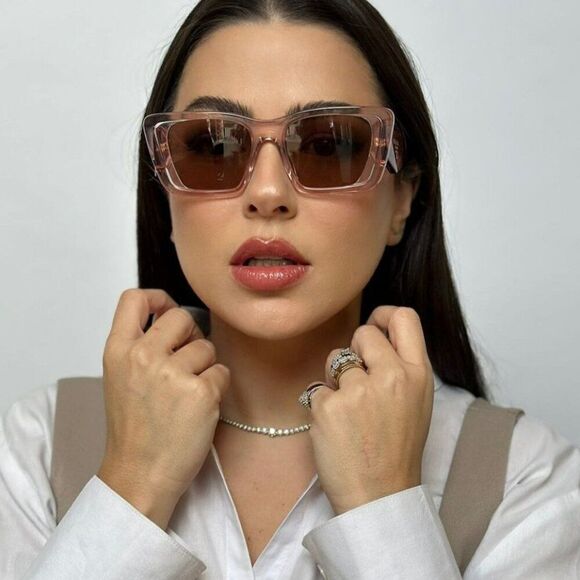 NEW Prada PR08YS 19Q10D Transparent Peach Light Brown Cat Eye Unisex Sunglasses - Picture 6 of 14